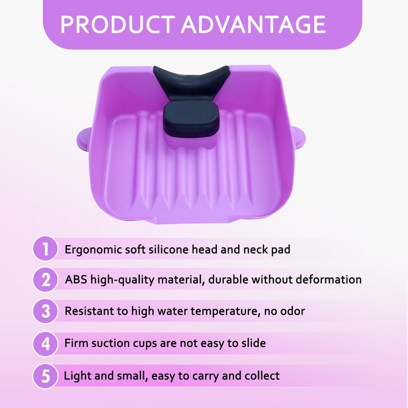 Nolasalon Portable Shampoo Basin for Kids, Baby, Children,Tear Free Hair Washing Basin Tray at Home (Purple) - Image 4